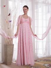 Spaghetti Straps Maternity Pink Prom Dress With Flaring Sequin