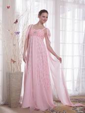 Spaghetti Straps Maternity Pink Prom Dress With Flaring Sequin