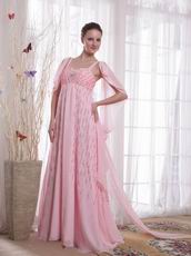 Spaghetti Straps Maternity Pink Prom Dress With Flaring Sequin