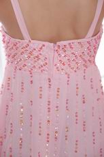 Spaghetti Straps Maternity Pink Prom Dress With Flaring Sequin