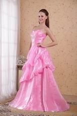 Flaring A-line Floor Length Hot Pink Sweetheart Prom Dress