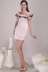 Sheath Ruffle Square Neckline Pink Prom Party Mini Dress