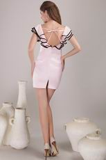 Sheath Ruffle Square Neckline Pink Prom Party Mini Dress