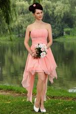 Discount Strapless Asymmetrical Skirt Short Pink Celebrity Party Dress