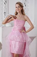 Strapless High Low Pink Discount Dress For Cocktail Party