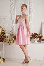 Sweetheart Pink Girl Graduation Dress With Beading