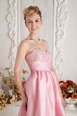 Sweetheart Pink Girl Graduation Dress With Beading