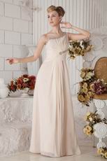 One Shoulder Sheath Pink Chiffon Prom Dress With Beadings