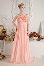 New Style Strapless Falbala Orange Chiffon Evening Dress On Sale