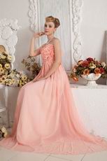 New Style Strapless Falbala Orange Chiffon Evening Dress On Sale