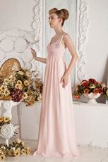 New Coming Straps Empire Waist Pink Chiffon Maternity Prom Dress