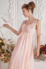 New Coming Straps Empire Waist Pink Chiffon Maternity Prom Dress