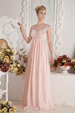 New Coming Straps Empire Waist Pink Chiffon Maternity Prom Dress