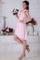 One Shoulder Flowers Straps High Low Pink Sweet Sixteen Dress
