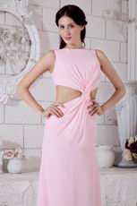 Inexpensive Jewel A-line Pink Chiffon Women Prom Dress