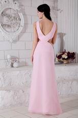 Inexpensive Jewel A-line Pink Chiffon Women Prom Dress