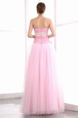 Pretty Sweetheart Pink Net Skirt Prom Dress With Flowers Decorate