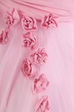 Pretty Sweetheart Pink Net Skirt Prom Dress With Flowers Decorate