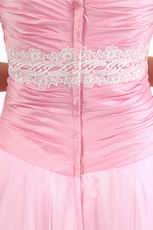 Pretty Sweetheart Pink Net Skirt Prom Dress With Flowers Decorate