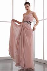 Not Expensive One Shoulder Light Coral Chiffon Prom Dress