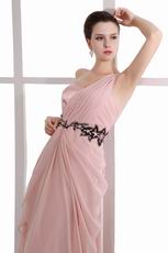 Not Expensive One Shoulder Light Coral Chiffon Prom Dress