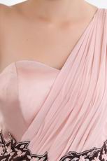 Not Expensive One Shoulder Light Coral Chiffon Prom Dress