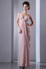 Spaghetti Straps Column Floor-Length Pearl Pink Skirt Prom Dress