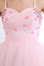 Lovely Spaghetti Straps Sweetheart Pink Short Sweet 16 Dress