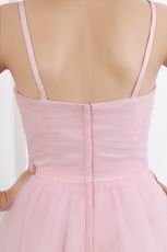 Spaghetti Straps Sweetheart Neck Pink Short Prom Dress With Beading