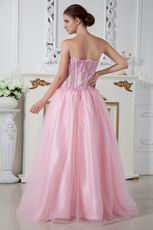 Sexy Sweetheart Transparent Bodice Pink Evening Dress