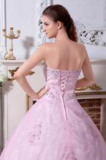 Inexpensive Sweetheart Pink Prom Ball Gown With Embroidery