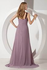 Inexpensive Scoop Neck Rosy Brown Chiffon Prom Dress On Sale