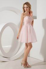 One Shoulder Flower Strap Pink Girls College Dress