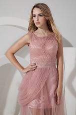 Scoop Neck Side Zip Pink Formal Evening Dress For Juniors