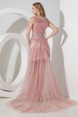 Scoop Neck Side Zip Pink Formal Evening Dress For Juniors