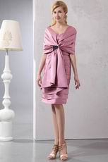Classical Pleated Flamingo Mother Of The Bride With Shawl