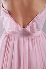 Pink Short Prom Dress With Spaghetti Straps Asymmetrical Skirt