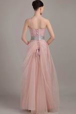 One Shoulder Ruffles Skirt Pink Prom Dress With Silver Belt