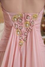 Strapless Panel Train Pink Prom Dress With Flowers Emberllish