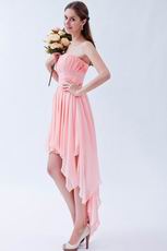 Cute Drapping Skirt Asymmetrical Pink Cocktail Party Dress