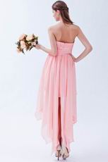 Cute Drapping Skirt Asymmetrical Pink Cocktail Party Dress