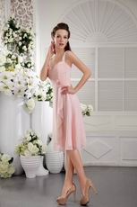 Dress Like Princess Straps Pink Chiffon Bridesmaid Dress