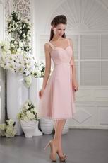 Dress Like Princess Straps Pink Chiffon Bridesmaid Dress