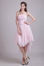 Strapless High-low Pink Chiffon Cute Homecoming Dress