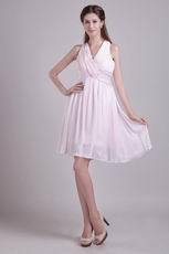 Top Designer Cross Back Short Dress For Prom Party In Baby Pink