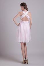 Top Designer Cross Back Short Dress For Prom Party In Baby Pink