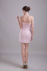 Strapless Sheath Baby Pink Short Prom Dress With Rosette Decorate