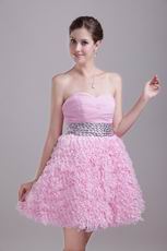 Pink Layers Lace Skirt Sweet 16 Dress With Rhinestone Crystals