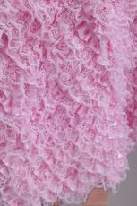 Pink Layers Lace Skirt Sweet 16 Dress With Rhinestone Crystals