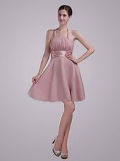 Designer Short Prom Dress Made By Pearl Pink 100D Chiffon